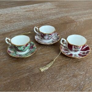 Royal Albert Old Country Roses 2002 Mini Cup and Saucer Ornament Set of 3